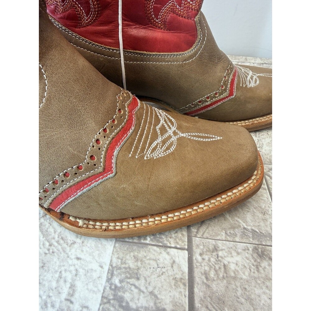Stephy Big Girl Cowgirl Boots Boots By Lamas Square Toe Brown Leather US 5.5 - Picture 9 of 16